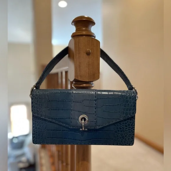 Ann Taylor Elegant Blue Crocodile-Embossed Leather Purse NWOT - Picture 11 of 11